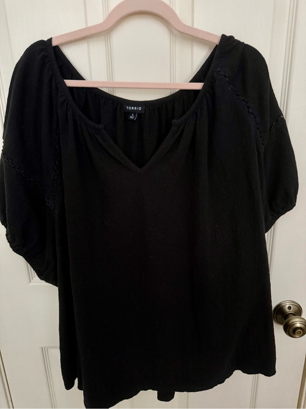 Torrid Black V-Neck Peasant Top